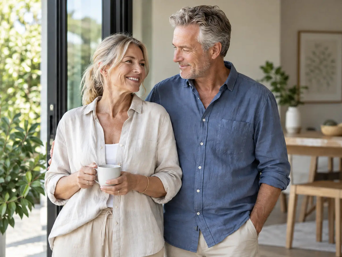 A couple sharing a relaxed moment at home